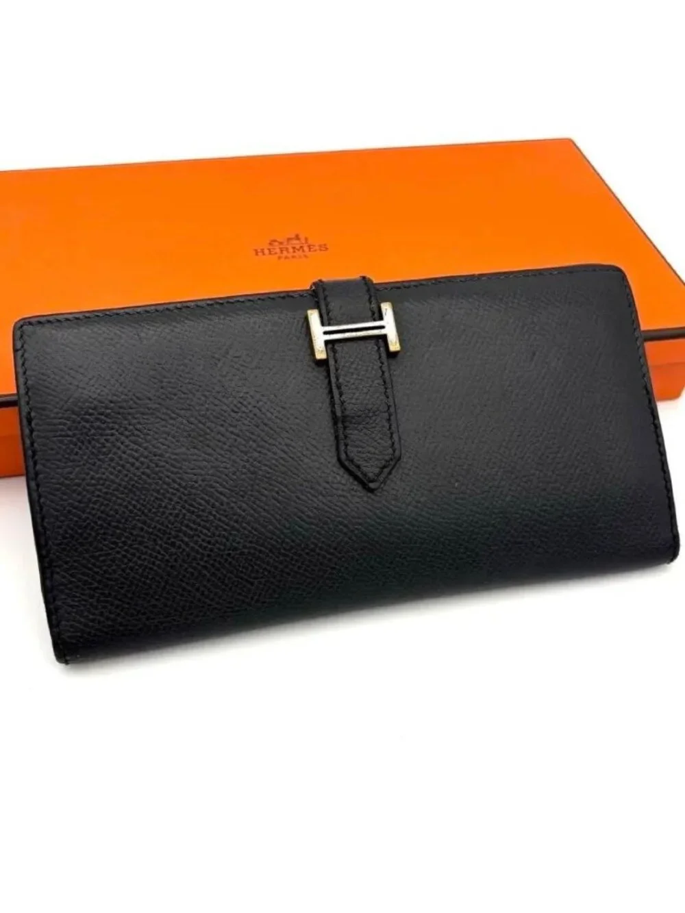 Hermes Bearn Classic Bifold Wallet Epsom Black Silver